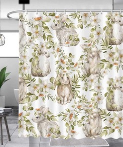 Easter Bunny and Floral Shower Curtain