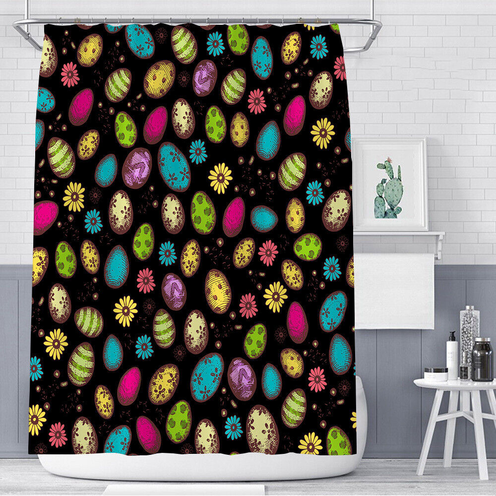 Easter Eggs Chick Flowers Floral Bathroom Shower Curtain for a Cheerful Easter Bathroom
