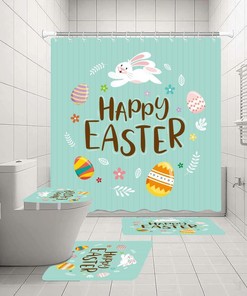 Easter Eggs and Rabbit 3D Shower Curtain for a Festive Bathroom Decor
