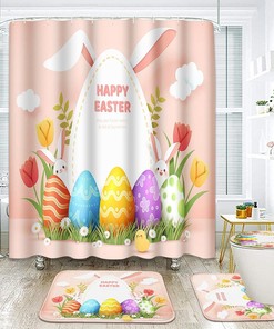 Easter Pink Egg Bunny Shower Curtain for Home Bathroom Decor