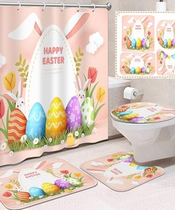 Easter Pink Egg Bunny Shower Curtain for Home Bathroom Decor