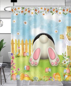 Easter Rabbit and Egg Scene Shower Curtain