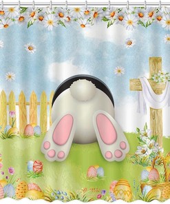 Easter Rabbit and Egg Scene Shower Curtain