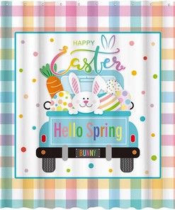 Easter Truck and Bunny Shower Curtain