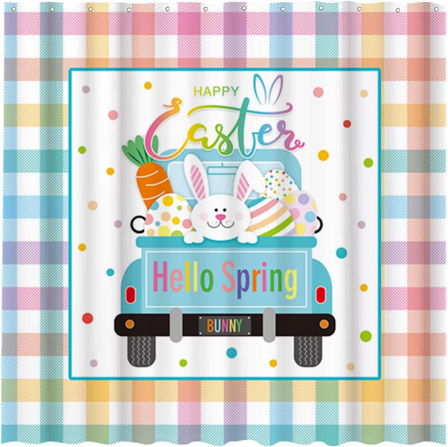 Easter Truck and Bunny Shower Curtain