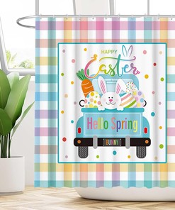 Easter Truck and Bunny Shower Curtain