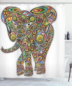 Eastern Boho Art Psychedelic Shower Curtain with Trippy Pattern Bathroom Decor