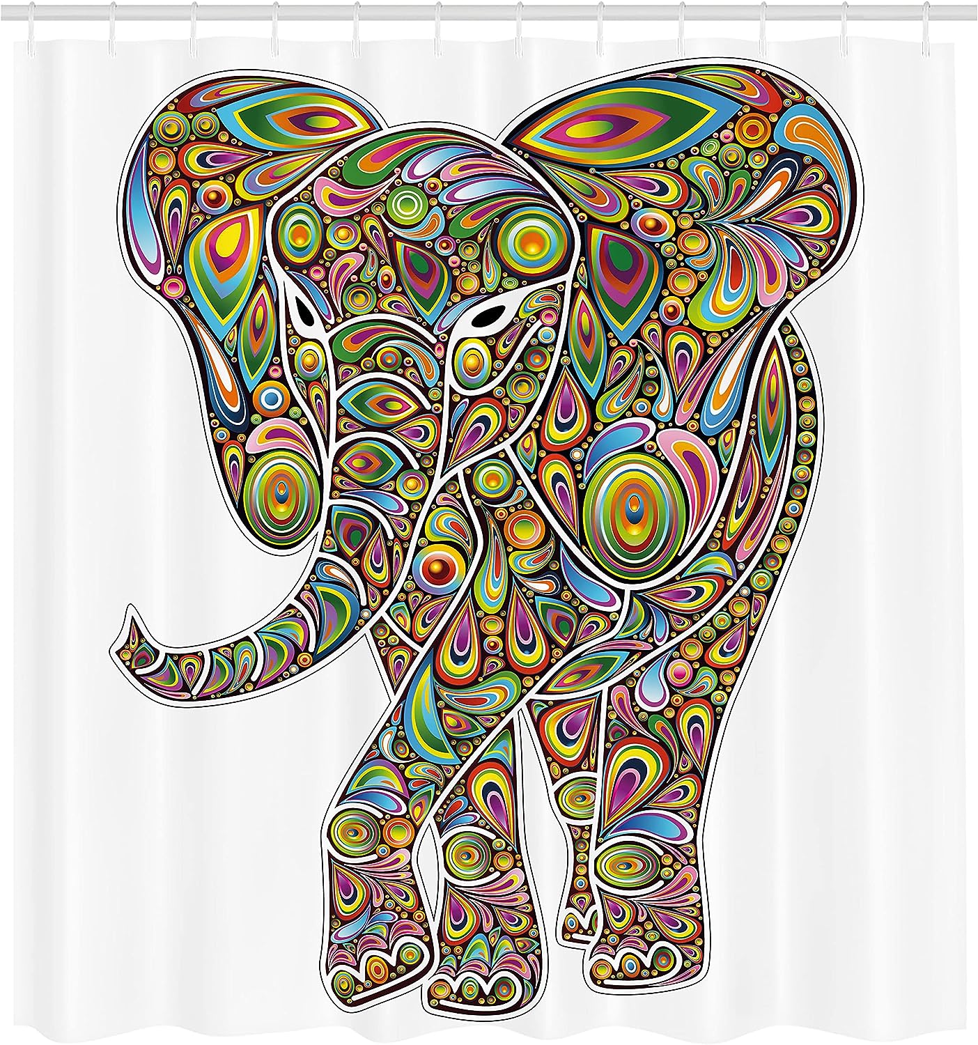 Eastern Boho Art Psychedelic Shower Curtain with Trippy Pattern Bathroom Decor