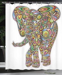 Eastern Boho Art Psychedelic Shower Curtain with Trippy Pattern Bathroom Decor