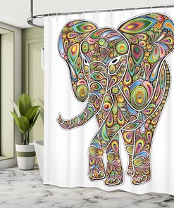 Eastern Boho Art Psychedelic Shower Curtain with Trippy Pattern Bathroom Decor