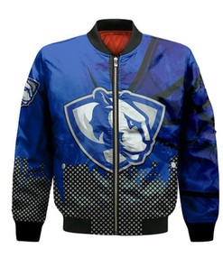 Eastern Illinois Panthers Bomber Jacket Basketball Net Grunge Pattern- NCAA