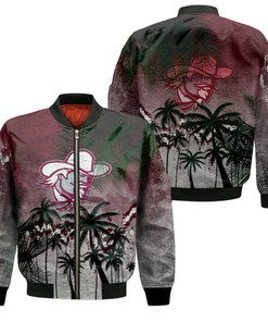 Eastern Kentucky Colonels Bomber Jacket Coconut Tree Tropical Grunge - NCAA