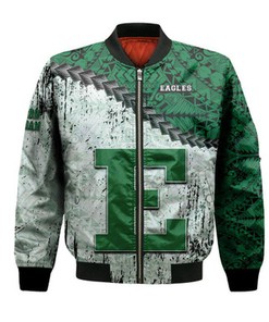 Eastern Michigan Eagles Bomber Jacket Grunge Polynesian Tattoo- NCAA