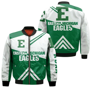 Eastern Michigan Eagles Football Bomber Jacket - Stripes Cross Shoulders - NCAA