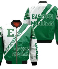 Eastern Michigan Eagles Logo Bomber Jacket Cross Style - NCAA