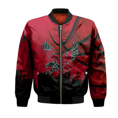 Eastern Washington Eagles Bomber Jacket Basketball Net Grunge Pattern- NCAA