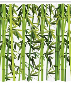 Eco-friendly Waterproof Fabric Bamboo Shower Curtain Standard
