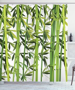 Eco-friendly Waterproof Fabric Bamboo Shower Curtain Standard 
