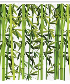 Eco-friendly Waterproof Fabric Bamboo Shower Curtain Standard 