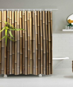 Eco-friendly Waterproof Shower Curtain with Bamboo Leaf Theme - Add Elegance to Bathroom