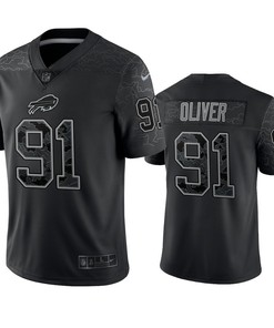 Ed Oliver 91 Buffalo Bills Black Reflective Limited Jersey - Men