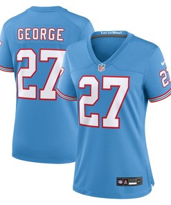 Eddie George 27 Tennessee Titans Oilers Throwback Alternate Game Women Jersey - Light Blue