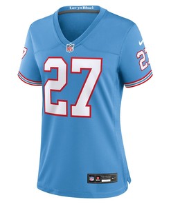 Eddie George 27 Tennessee Titans Oilers Throwback Alternate Game Women Jersey - Light Blue