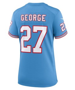 Eddie George 27 Tennessee Titans Oilers Throwback Alternate Game Women Jersey - Light Blue