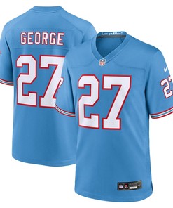 Eddie George 27 Tennessee Titans Oilers Throwback Retired Men Game Jersey - Light Blue