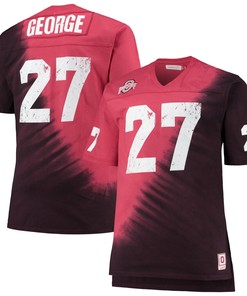 Eddie George Ohio State Buckeyes Mitchell & Ness Name & Number Tie-dye V-neck T-shirt - Scarlet/black Ncaa