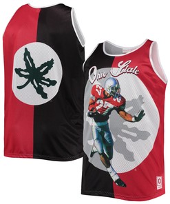 Eddie George Ohio State Buckeyes Mitchell & Ness Sublimated Player Big & Tall Tank Top - Black/scarlet Ncaa