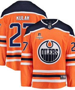 Edmonton Oilers Brett Kulak 27 Home 2022 Stanley Cup Champions Breakaway Men Jersey - Orange