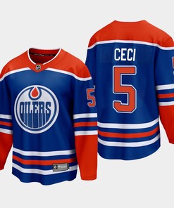 Edmonton Oilers Cody Ceci 5 2022-23 Home Royal Jersey Premier