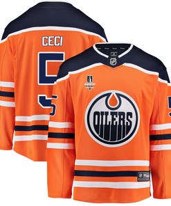 Edmonton Oilers Cody Ceci 5 Home 2022 Stanley Cup Final Breakaway Men Jersey - Orange