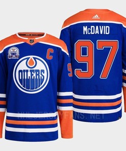 Edmonton Oilers Connor McDavid 97 Royal Primegreen Lee Ryan Hall Of Fame Patch Jersey 2022