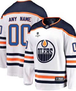 Edmonton Oilers Custom Away 2022 Stanley Cup Playoffs Breakaway Men Jersey - White