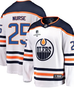 Edmonton Oilers Darnell Nurse 25 Away 2022 Stanley Cup Champions Breakaway Men Jersey - White