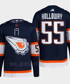 Edmonton Oilers Dylan Holloway 55 Navy Primegreen Reverse Retro 2.0 Jersey 2022