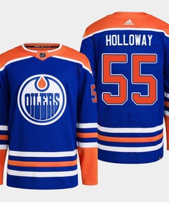 Edmonton Oilers Dylan Holloway 55 Royal Primegreen 2022-23 Home Jersey