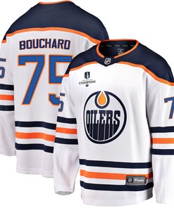 Edmonton Oilers Evan Bouchard 75 Away 2022 Stanley Cup Champions Breakaway Men Jersey - White