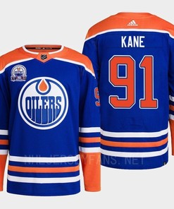 Edmonton Oilers Evander Kane 91 Royal Primegreen Lee Ryan Hall Of Fame Patch Jersey 2022