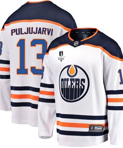 Edmonton Oilers Jesse Puljujarvi 13 Away 2022 Stanley Cup Final Breakaway Men Jersey - White
