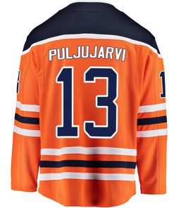Edmonton Oilers Jesse Puljujarvi 13 Home 2022 Stanley Cup Final Breakaway Men Jersey - Orange