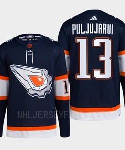 Edmonton Oilers Jesse Puljujarvi 13 Navy Primegreen Reverse Retro 2.0 Jersey 2022