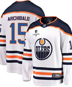 Edmonton Oilers Josh Archibald 15 Away 2022 Stanley Cup Champions Breakaway Men Jersey - White