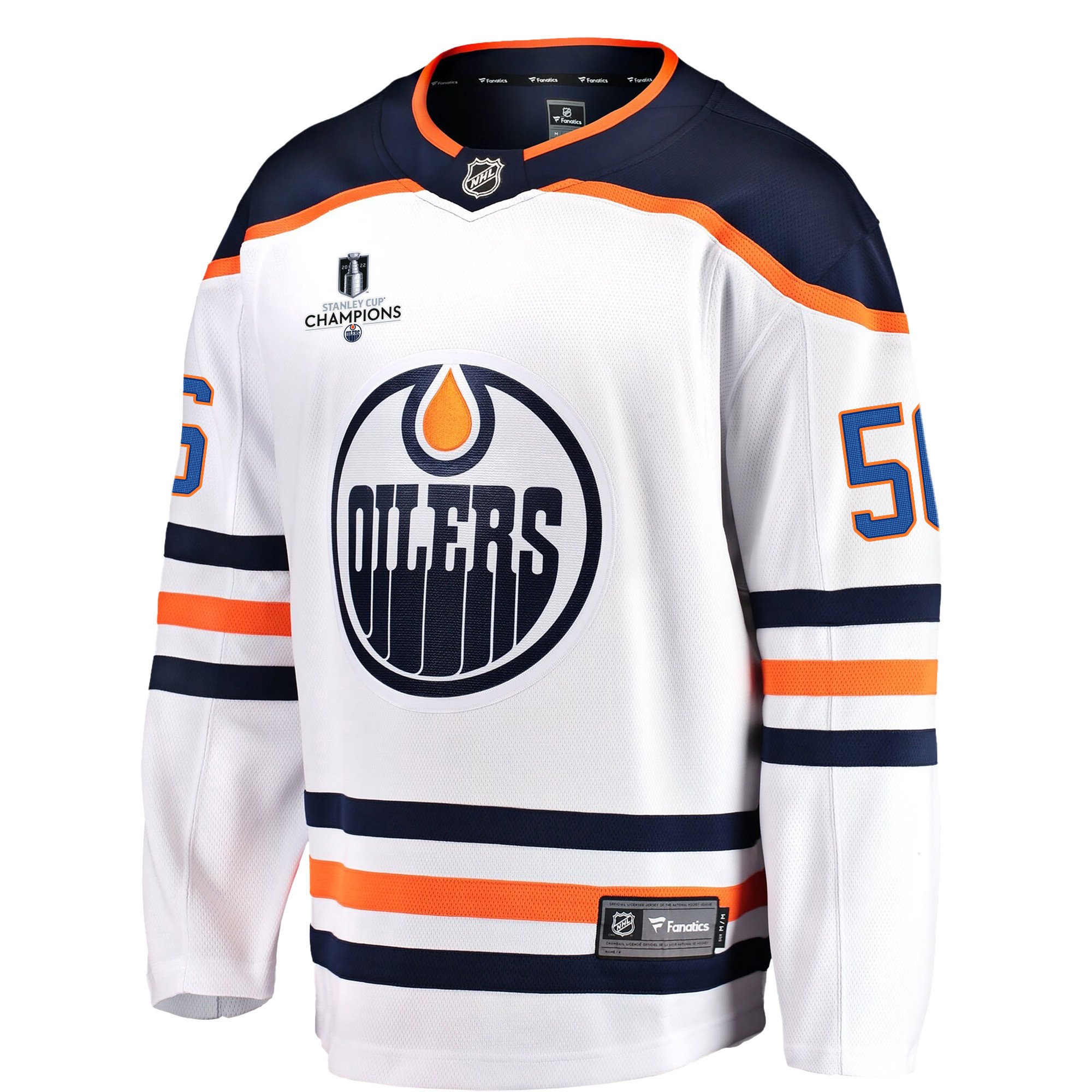 Edmonton Oilers Kailer Yamamoto 56 Away 2022 Stanley Cup Champions Breakaway Men Jersey - White