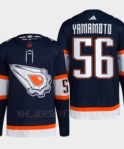 Edmonton Oilers Kailer Yamamoto 56 Navy Primegreen Reverse Retro 2.0 Jersey 2022