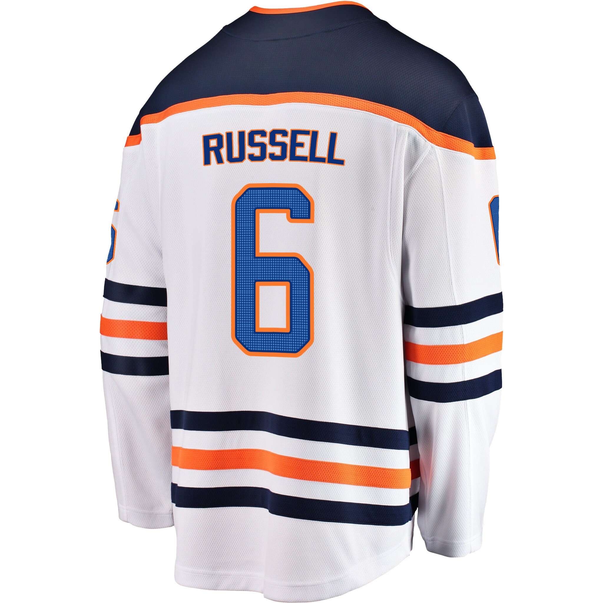 Edmonton Oilers Kris Russell 6 Away 2022 Stanley Cup Champions Breakaway Men Jersey - White