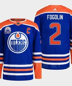 Edmonton Oilers Lee Fogolin 2 Royal Primegreen Hall Of Fame Patch Jersey 2022