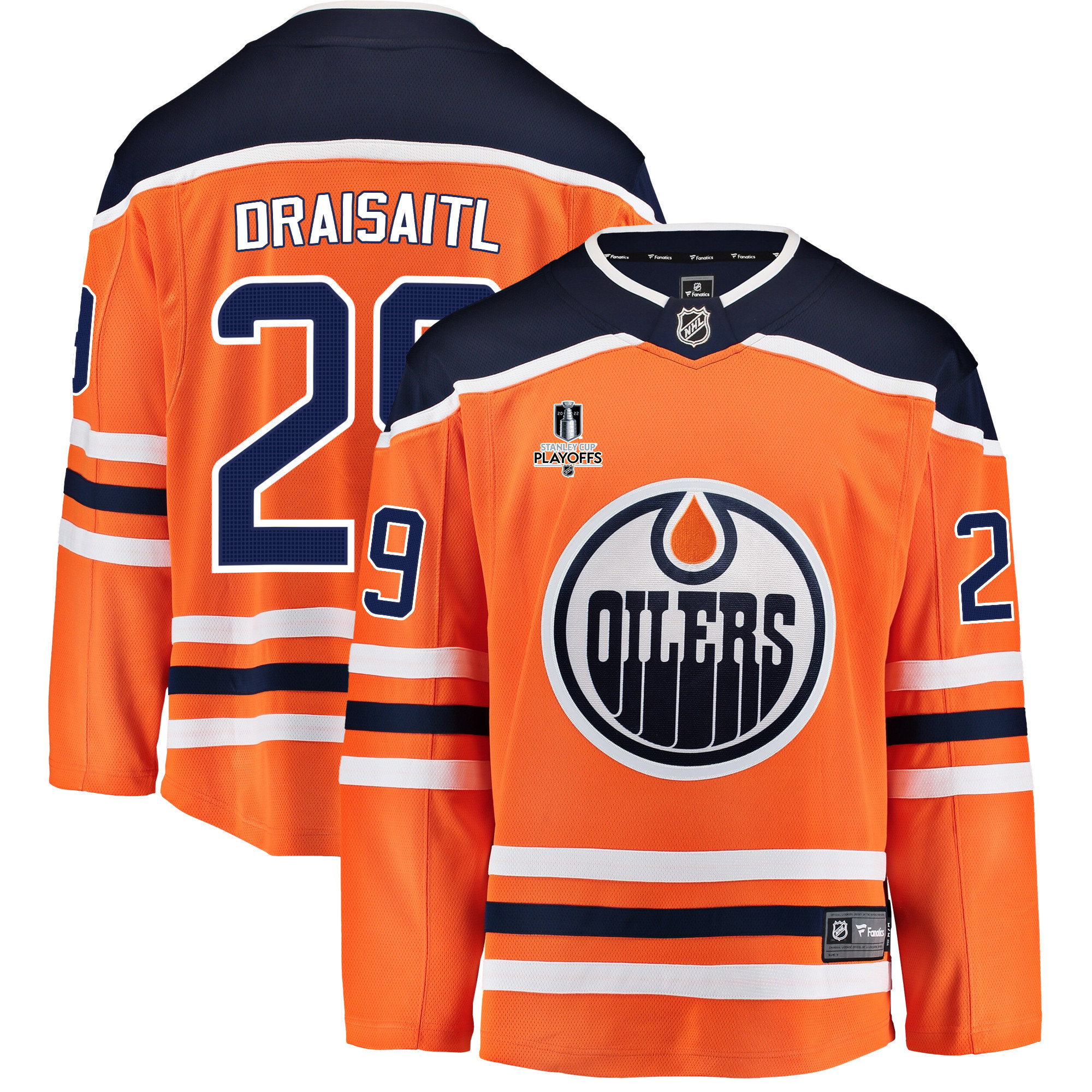 Edmonton Oilers Leon Draisaitl 29 Home 2022 Stanley Cup Playoffs Breakaway Men Jersey - Orange